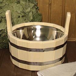 Шайка (ушат) для бани 6л (липа, металлическая вставка)